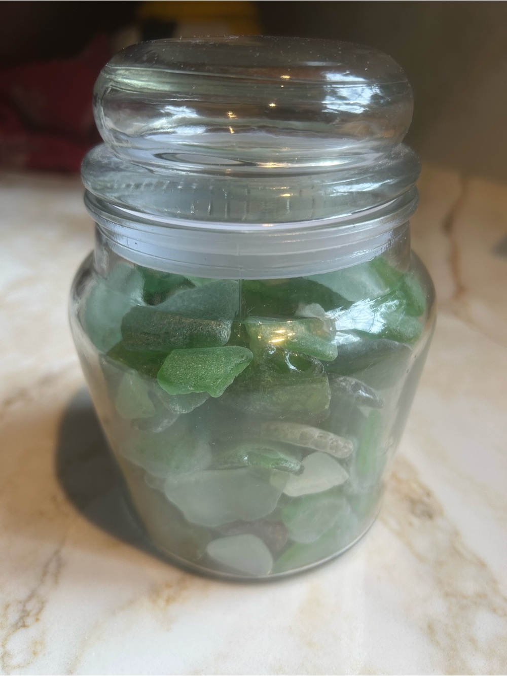 Decorative Glass Jar with Assorted Sea Glass - Unbranded